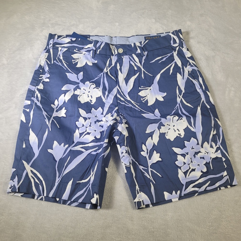 Polo Golf‎ Ralph Lauren Shorts Mens 32 Blue Spyglass Ink Floral Tailored Stretch